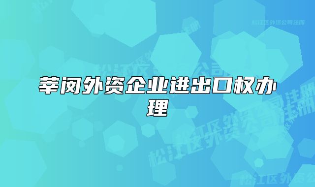 莘闵外资企业进出口权办理
