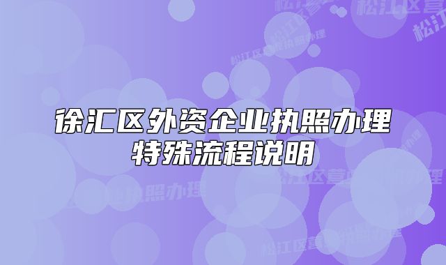 徐汇区外资企业执照办理特殊流程说明