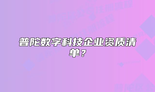 普陀数字科技企业资质清单？