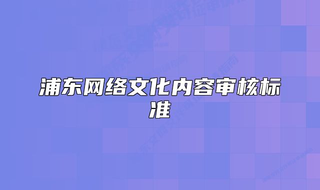 浦东网络文化内容审核标准