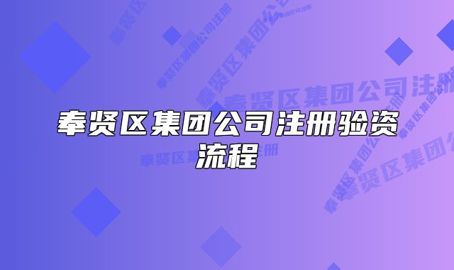 奉贤区集团公司注册验资流程