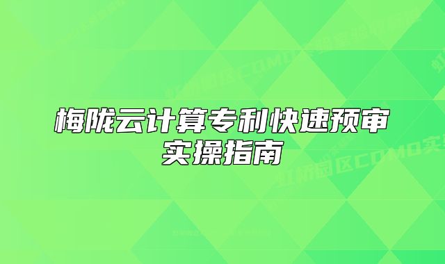 梅陇云计算专利快速预审实操指南