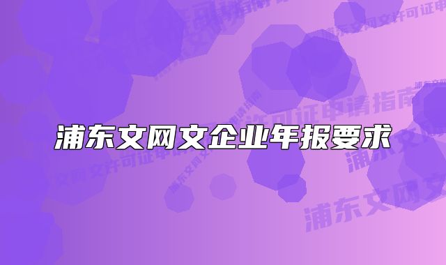 浦东文网文企业年报要求