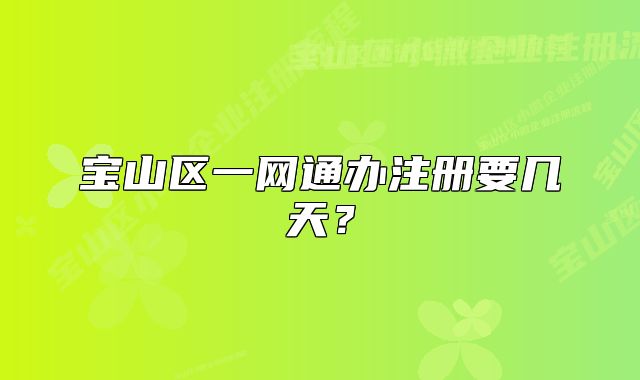宝山区一网通办注册要几天?