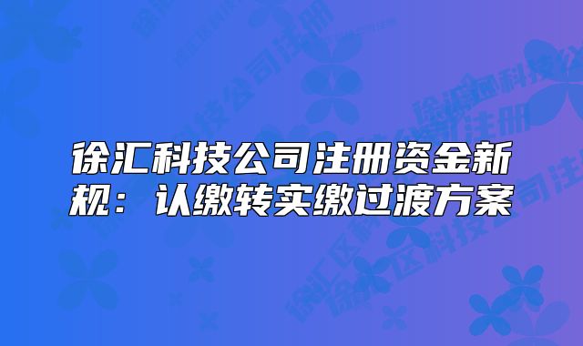 徐汇科技公司注册资金新规:认缴转实缴过渡方案