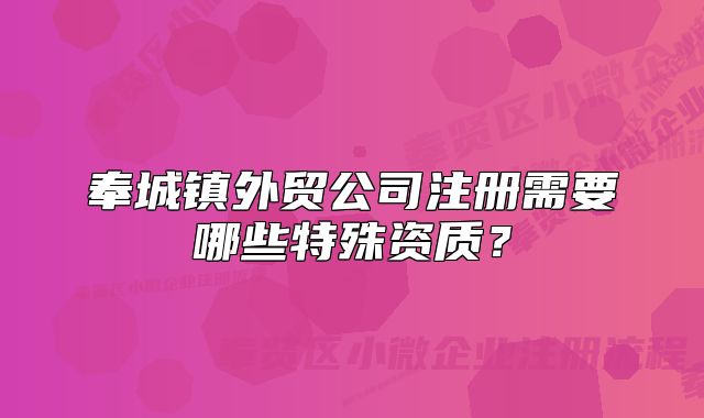 奉城镇外贸公司注册需要哪些特殊资质？
