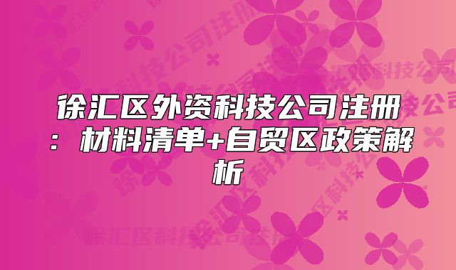 徐汇区外资科技公司注册:材料清单+自贸区政策解析