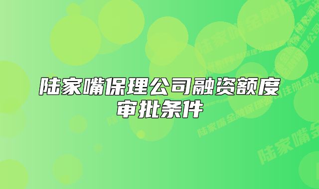 陆家嘴保理公司融资额度审批条件