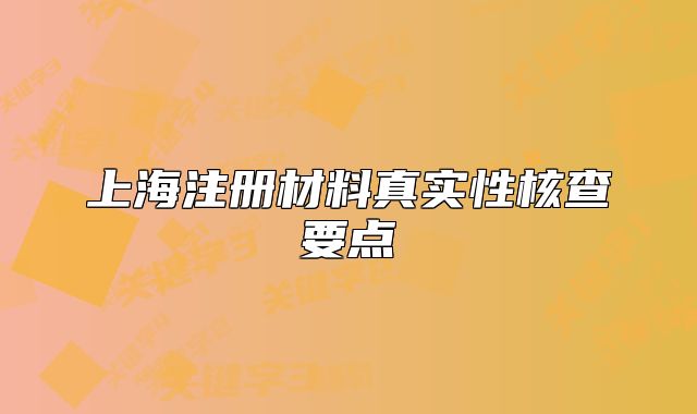 上海注册材料真实性核查要点