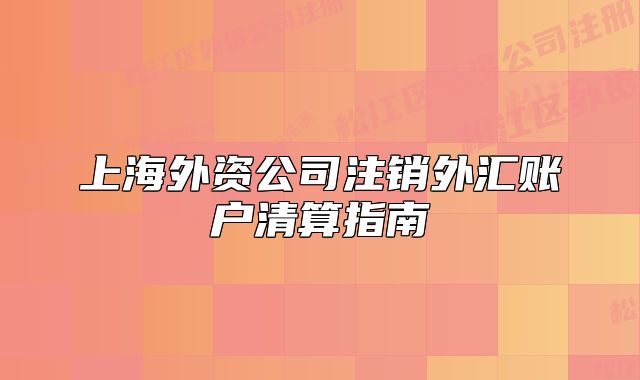 上海外资公司注销外汇账户清算指南