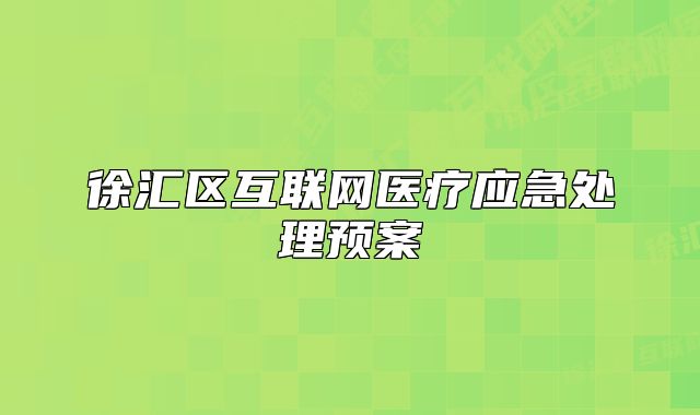 徐汇区互联网医疗应急处理预案