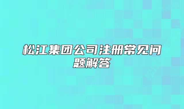 松江集团公司注册常见问题解答