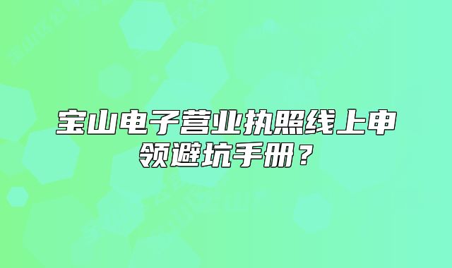 宝山电子营业执照线上申领避坑手册?