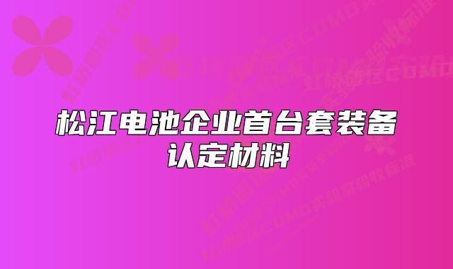 松江电池企业首台套装备认定材料