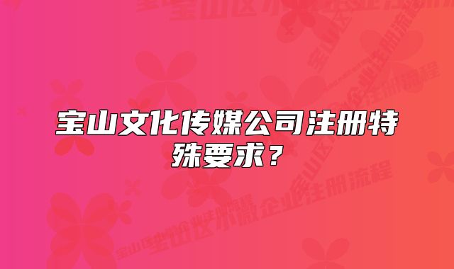 宝山文化传媒公司注册特殊要求?