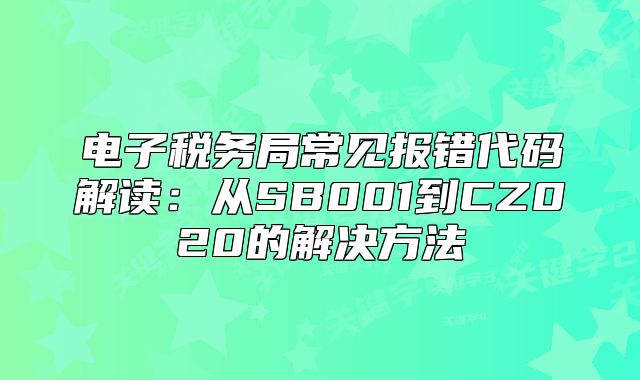 电子税务局常见报错代码解读:从SB001到CZ020的解决方法