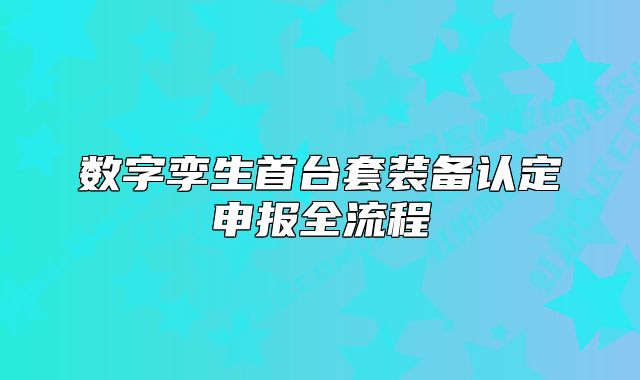 数字孪生首台套装备认定申报全流程