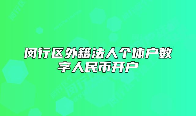 闵行区外籍法人个体户数字人民币开户