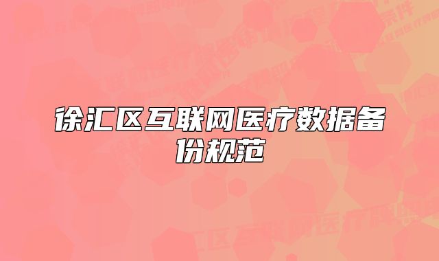 徐汇区互联网医疗数据备份规范