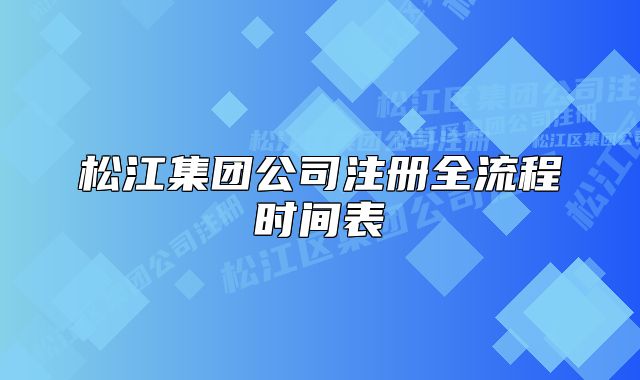 松江集团公司注册全流程时间表