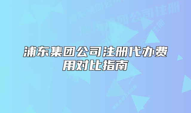 浦东集团公司注册代办费用对比指南