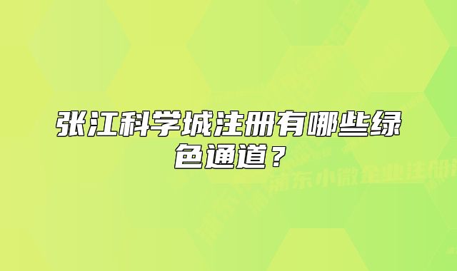 张江科学城注册有哪些绿色通道？