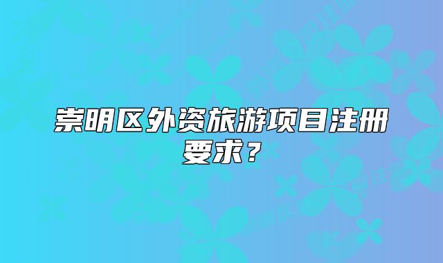 崇明区外资旅游项目注册要求?