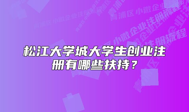 松江大学城大学生创业注册有哪些扶持？