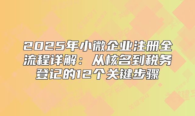 2025年小微企业注册全流程详解:从核名到税务登记的12个关键步骤