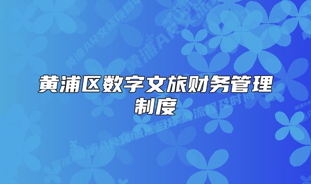 黄浦区数字文旅财务管理制度