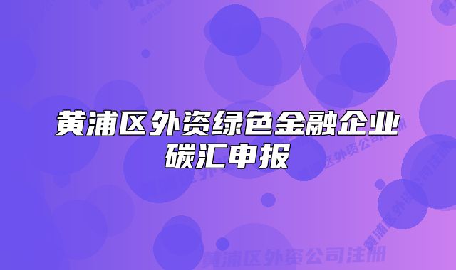 黄浦区外资绿色金融企业碳汇申报