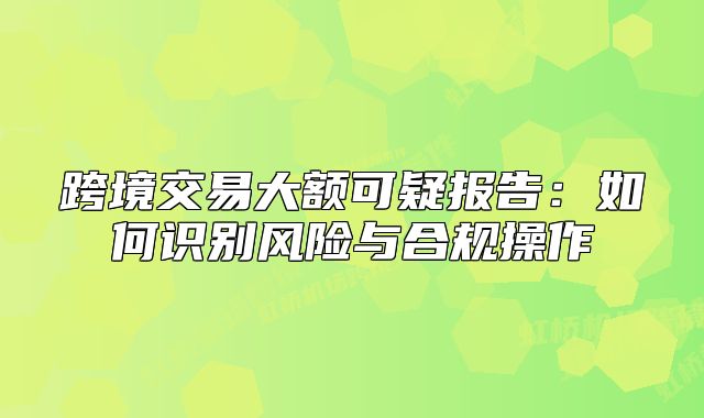 跨境交易大额可疑报告：如何识别风险与合规操作