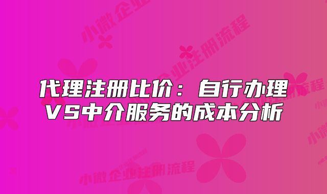代理注册比价：自行办理VS中介服务的成本分析