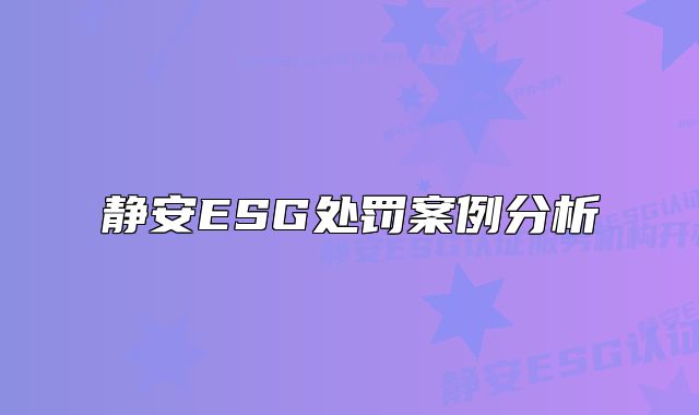 静安ESG处罚案例分析