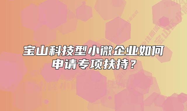 宝山科技型小微企业如何申请专项扶持？