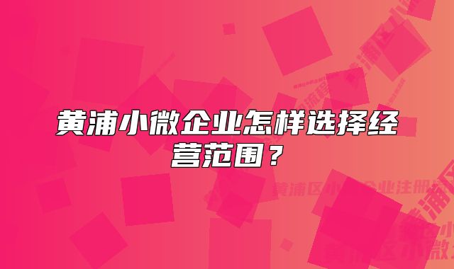 黄浦小微企业怎样选择经营范围？