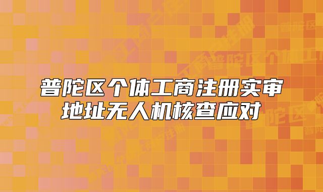 普陀区个体工商注册实审地址无人机核查应对