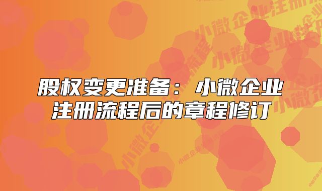 股权变更准备：小微企业注册流程后的章程修订