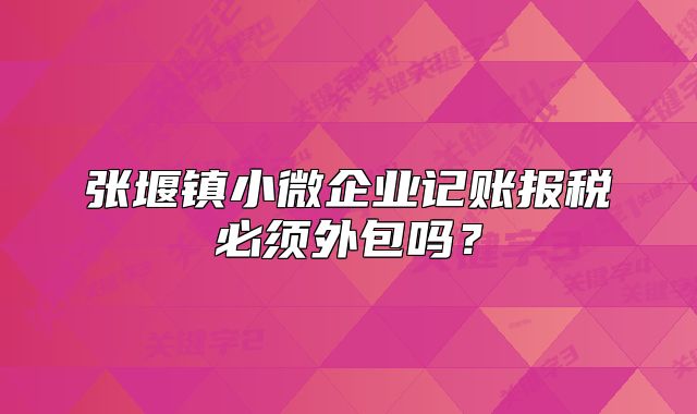 张堰镇小微企业记账报税必须外包吗？