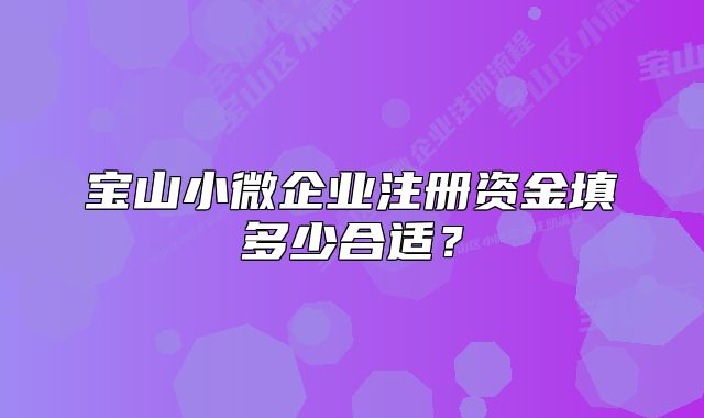 宝山小微企业注册资金填多少合适？