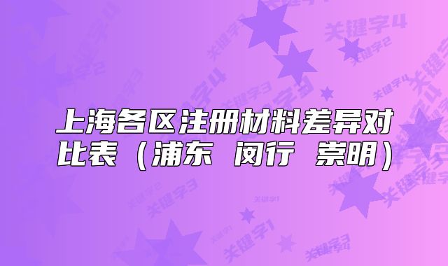 上海各区注册材料差异对比表（浦东 闵行 崇明）
