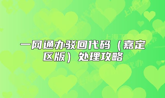 一网通办驳回代码（嘉定区版）处理攻略