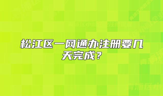 松江区一网通办注册要几天完成？