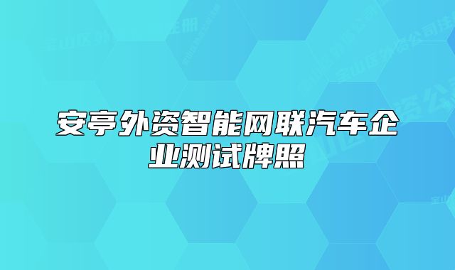安亭外资智能网联汽车企业测试牌照