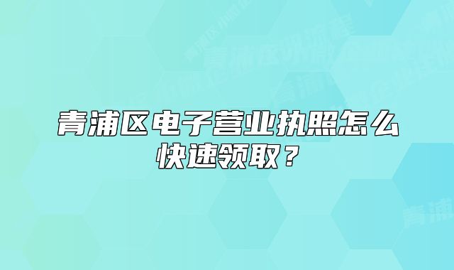 青浦区电子营业执照怎么快速领取？