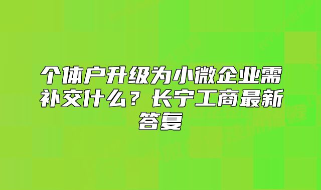 个体户升级为小微企业需补交什么？长宁工商最新答复