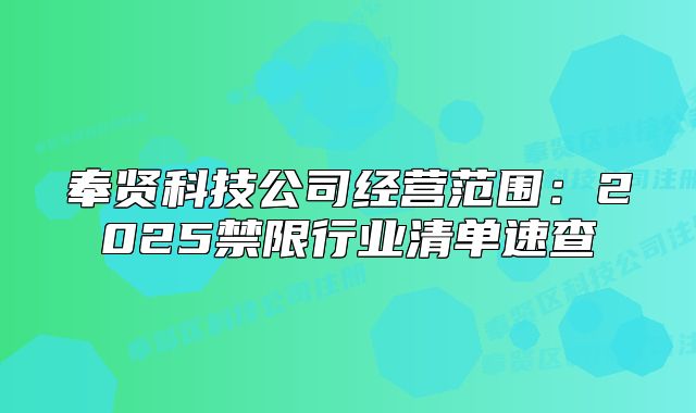 奉贤科技公司经营范围:2025禁限行业清单速查