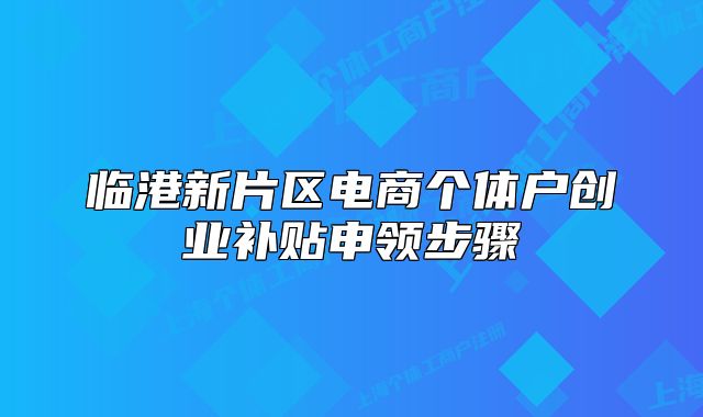 临港新片区电商个体户创业补贴申领步骤
