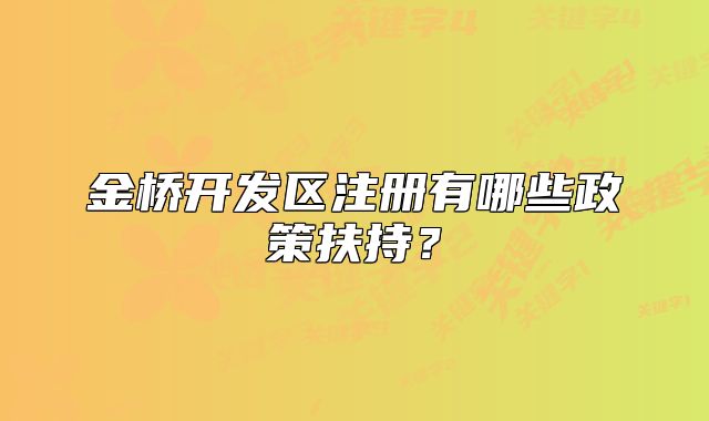 金桥开发区注册有哪些政策扶持？