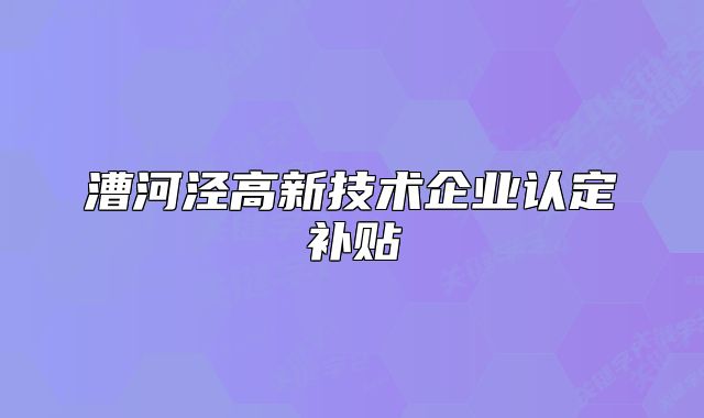 漕河泾高新技术企业认定补贴